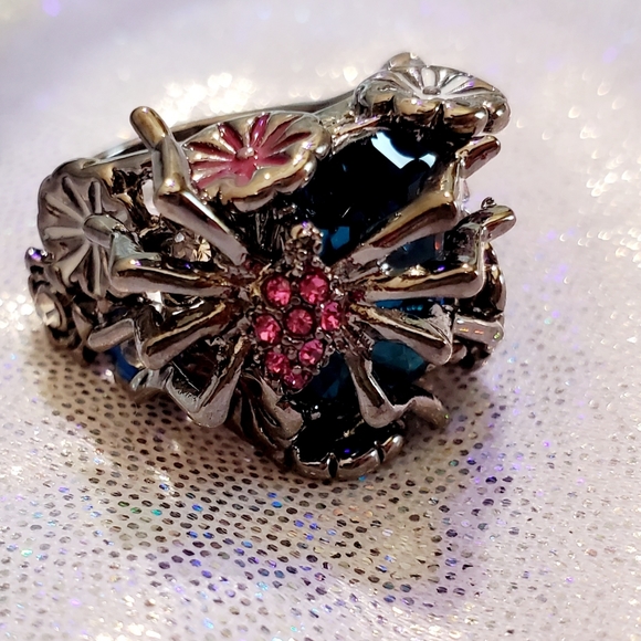 925 stamped sterling silver Crystal spider accent rings size 6 7 8 9 - Picture 8 of 16